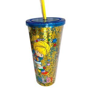 Rainbow Brite & Twink 1980s Sparkle Gold Glitter 32oz Tumbler with Lid & Straw